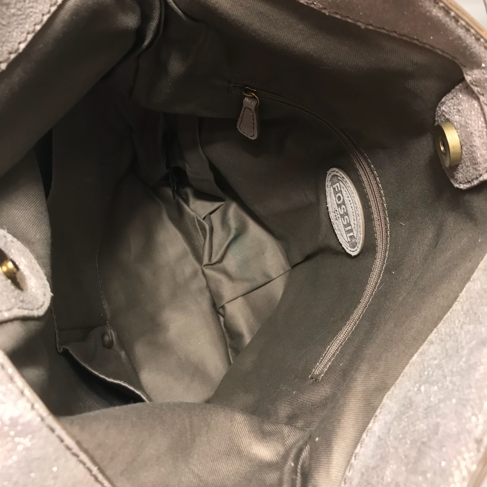 Fossil Erin Metallic Champagne Leather Crossbody - Picture 7 of 7
